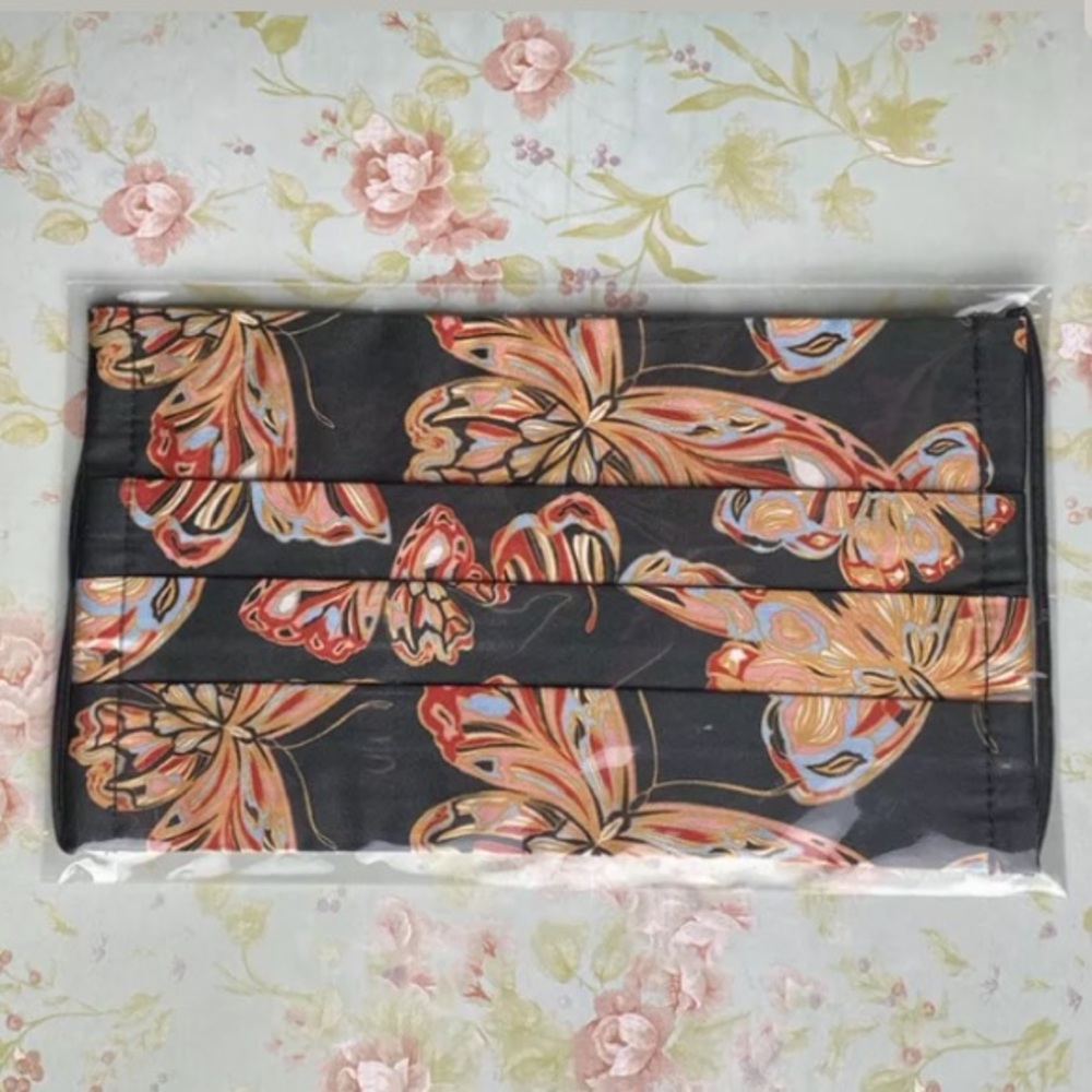 Johnny Was Face Mask w/a Black Butterflies Print.